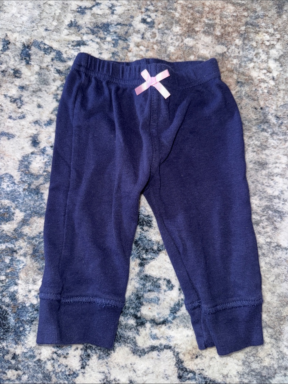 Luvable Friends Navy Leggings with Pink Bow